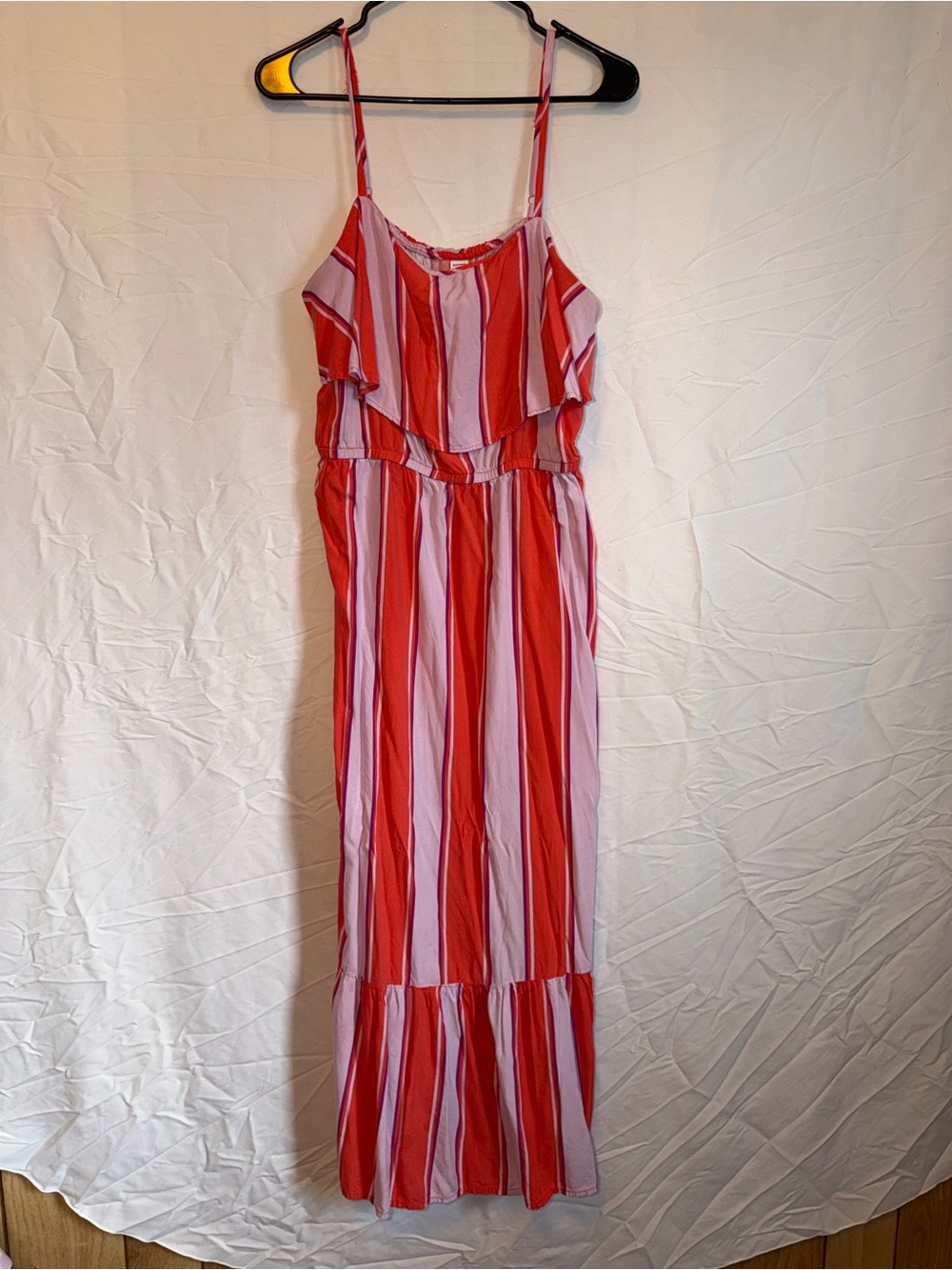 Old Navy Red and Pink Striped Maxi Dress